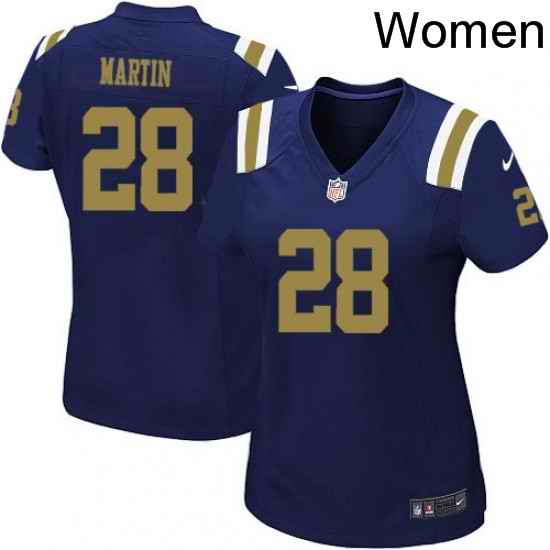 Womens Nike New York Jets 28 Curtis Martin Game Navy Blue Alternate NFL Jersey